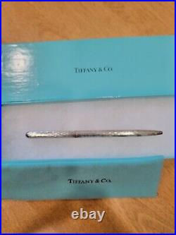 #127 Vintage Tiffany Sterling Silver Diamond Pattern Ballpoint Pen withbox&pouch