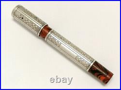 1920 Waterman's Ideal Red Ripple Sterling Silver Chess Safety pen 421/2v vintage