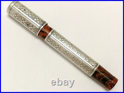 1920 Waterman's Ideal Red Ripple Sterling Silver Chess Safety pen 421/2v vintage