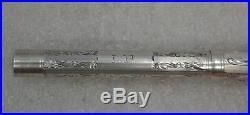1920's Mabie Todd Swan Pen Etched Sterling Silver Fountain Pen 14K Flex Nib
