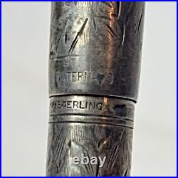 1920's Waterman's 452 1/2 LEC Fountain Pen Ideal Sterling Silver Vine Lever Fill