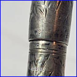 1920's Waterman's 452 1/2 LEC Fountain Pen Ideal Sterling Silver Vine Lever Fill