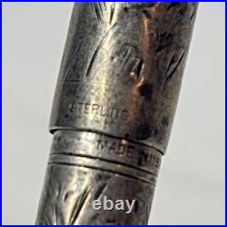 1920's Waterman's 452 1/2 LEC Fountain Pen Ideal Sterling Silver Vine Lever Fill