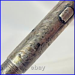 1920's Waterman's 452 1/2 LEC Fountain Pen Ideal Sterling Silver Vine Lever Fill