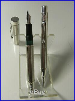 1940´s sterling silver pistonfiller fountain pen & pencil Guilloche flexy OM nib