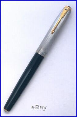 1941 FIRST YR PARKER 51 Fountain Pen Double Jewel Cedar Blue Sterling Cap