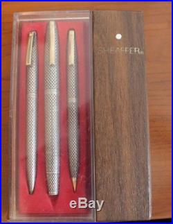 1960 Sheaffer Touchdown Sterling Silver Fountain Pen +BP+MP 3pc MINT OR UNUSED