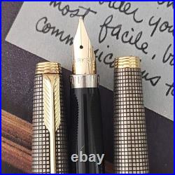 1970's Parker 75 Sterling Silver Fountain Pen With 14k Gold Fine Nib