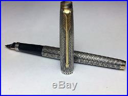 1970s Parker Cisele Fountain Pen, Solid Sterling Silver-14k Nib made in USA