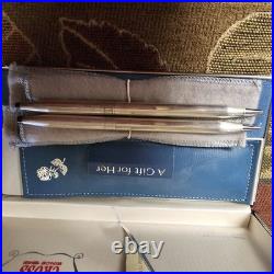 1970s ROSE & SHEATH CROSS STERLING SILVER PEN & PENCIL LADIES SET BOXED NEW