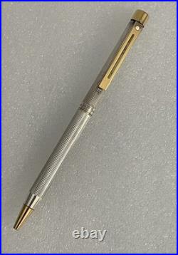 1980s Sheaffer Targa 1024 Sterling Silver Fluted Ballpoint pen, Gold Trim