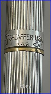 1980s Sheaffer Targa 1024 Sterling Silver Fluted Ballpoint pen, Gold Trim