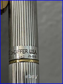1980s Sheaffer Targa 1024 Sterling Silver Fluted Ballpoint pen, Gold Trim