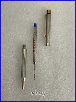 1980s Sheaffer Targa 1024 Sterling Silver Fluted Ballpoint pen, Gold Trim