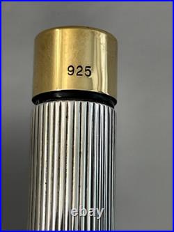 1980s Sheaffer Targa 1024 Sterling Silver Fluted Ballpoint pen, Gold Trim