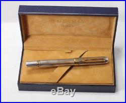 1990s WATERMAN Man 100 GORDON Sterling Silver Fountain Pen 18K Med nib Boxed