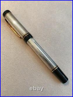 1991 Parker Duofold Godron Solid Silver Gold Trim Rollerball Pen-boxed-nr Mint