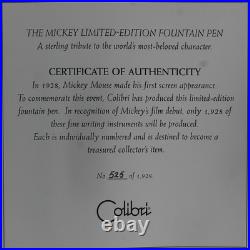 1996 Colibri Mickey Mouse Limited Ed Sterling Silver Fountain Pen Never Inked