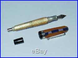 2ND/Blem Marlen Continenti Asia Fountain Pen Sterling Silver 18K Gold B Nib #5
