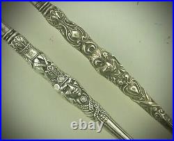 2 Rarest Sterling Silver Unger Brothers Dip Pens God Of Wind & Indian Chief