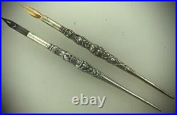 2 Rarest Sterling Silver Unger Brothers Dip Pens God Of Wind & Indian Chief