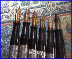 6 ANTIQUE WATERMAN'S Fountain pen collection from estate STERLING SILVER
