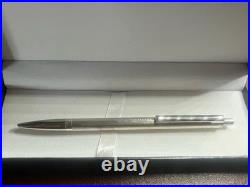 925 Solid Silver Guilloché Ballpoint Pen Push-Button Mechanism Writes 13