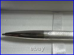 925 Solid Silver Guilloché Ballpoint Pen Push-Button Mechanism Writes 13