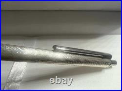 925 Solid Silver Guilloché Ballpoint Pen Push-Button Mechanism Writes 13