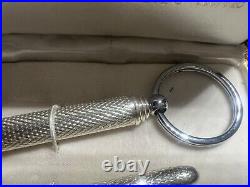 925 Solid Silver Guilloché Ballpoint Pens And Keychain With Case