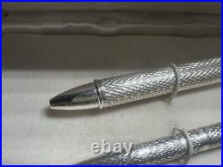 925 Solid Silver Guilloché Ballpoint Pens And Keychain With Case