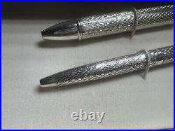 925 Solid Silver Guilloché Ballpoint Pens And Keychain With Case