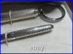 925 Solid Silver Guilloché Ballpoint Pens And Keychain With Case