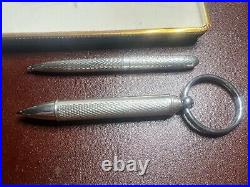 925 Solid Silver Guilloché Ballpoint Pens And Keychain With Case