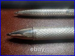 925 Solid Silver Guilloché Ballpoint Pens And Keychain With Case