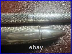 925 Solid Silver Guilloché Ballpoint Pens And Keychain With Case