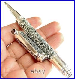 925 Sterling Silver Ballpoint Pen Garnet Handmade Artisan Gift Pen