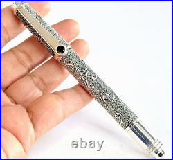 925 Sterling Silver Ballpoint Pen Garnet Handmade Artisan Gift Pen