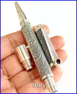 925 Sterling Silver Ballpoint Pen Garnet Handmade Artisan Gift Pen