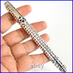 925 Sterling Silver Blue Topaz Ballpoint Pen Fine Writing Collectible Gift