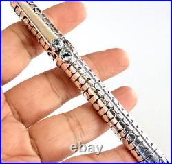 925 Sterling Silver Blue Topaz Ballpoint Pen Fine Writing Collectible Gift