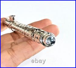 925 Sterling Silver Blue Topaz Ballpoint Pen Fine Writing Collectible Gift