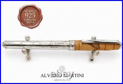 ALVIERO MARTINI 925 Sterling Silver Rollerball Pen, Prima Classe, Writing Case