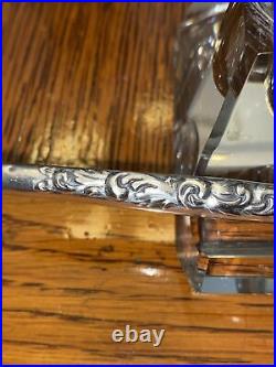 ANTIQUE STERLING SILVER FOUNTAIN PEN W STERLING & GLASS INKWELL Great Desk Gift