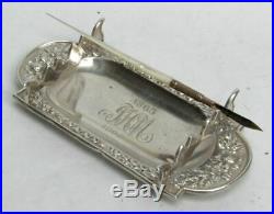 ANTIQUE STERLING SILVER GORHAM Ca 1890 REPOSSE' PEN HOLDER STAND WITH PEN