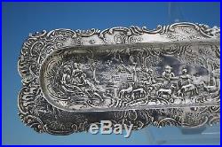 ANTIQUE STERLING SILVER LONG PEN TRAY ON FEET IMPORT MARKS SHEFF 1897 110g