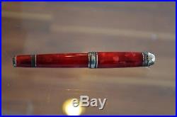 AURORA 18k Fine Fountain Pen Celluloid Red with Sterling Silver 925 No. 1429