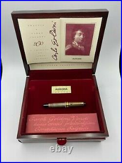 AURORA CARLO GOLDONI Limited Edition Sterling Silver Fountain Pen INKED ONCE