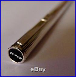 AURORA HASTIL Fountain Pen 925 Sterling Silver-14K F Gold Nib-Mint Condition
