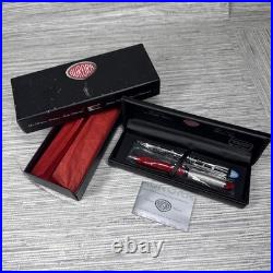 AURORA IPSILON 2 Pens STERLING SILVER RED BALLPOINT PEN B34CR & Chrome Plate